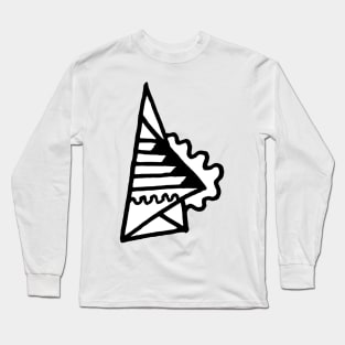 Black and White Abstract Paper Plane Doodle Art Long Sleeve T-Shirt